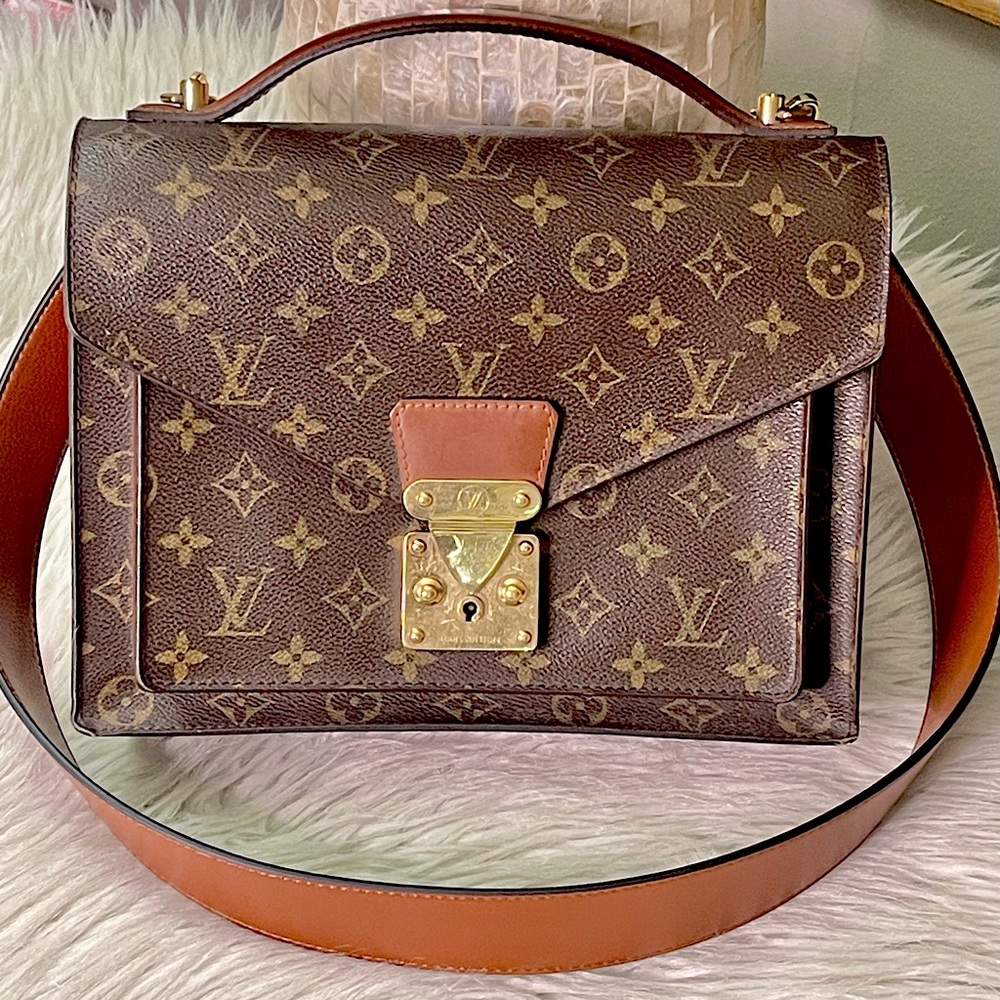 Authentic LOUIS VUITTON Monogram Monceau Bag with unbranded strap